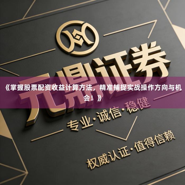 《掌握股票配资收益计算方法，精准捕捉实战操作方向与机会！》