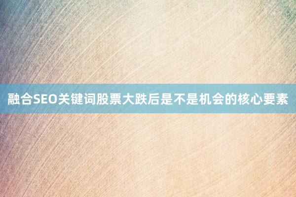 融合SEO关键词股票大跌后是不是机会的核心要素