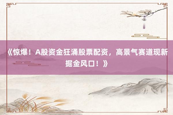 《惊爆！A股资金狂涌股票配资，高景气赛道现新掘金风口！》