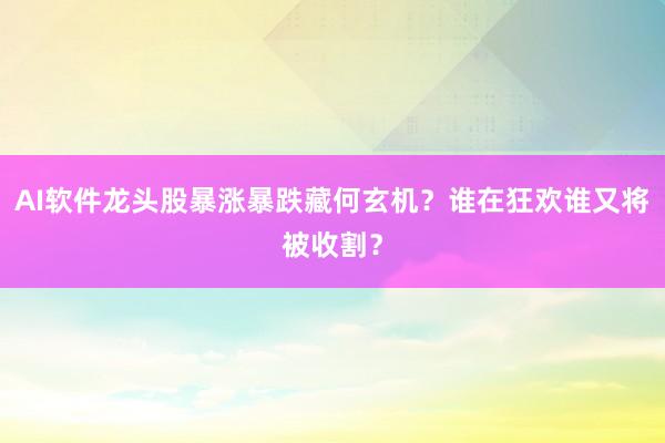 AI软件龙头股暴涨暴跌藏何玄机?谁在狂欢谁又将被收割?