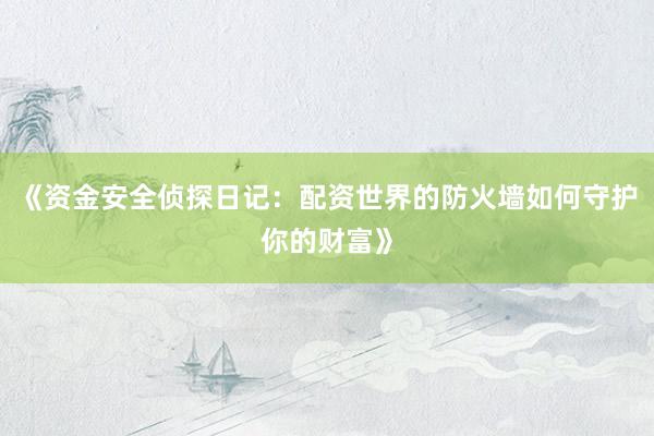 《资金安全侦探日记：配资世界的防火墙如何守护你的财富》