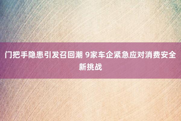 门把手隐患引发召回潮 9家车企紧急应对消费安全新挑战