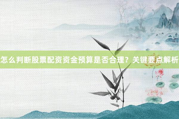 怎么判断股票配资资金预算是否合理？关键要点解析