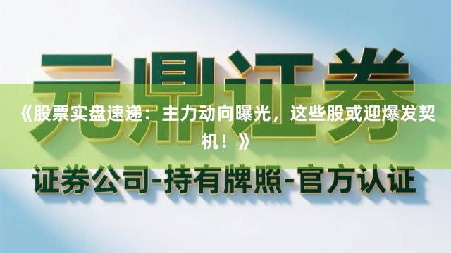 《股票实盘速递：主力动向曝光，这些股或迎爆发契机！》